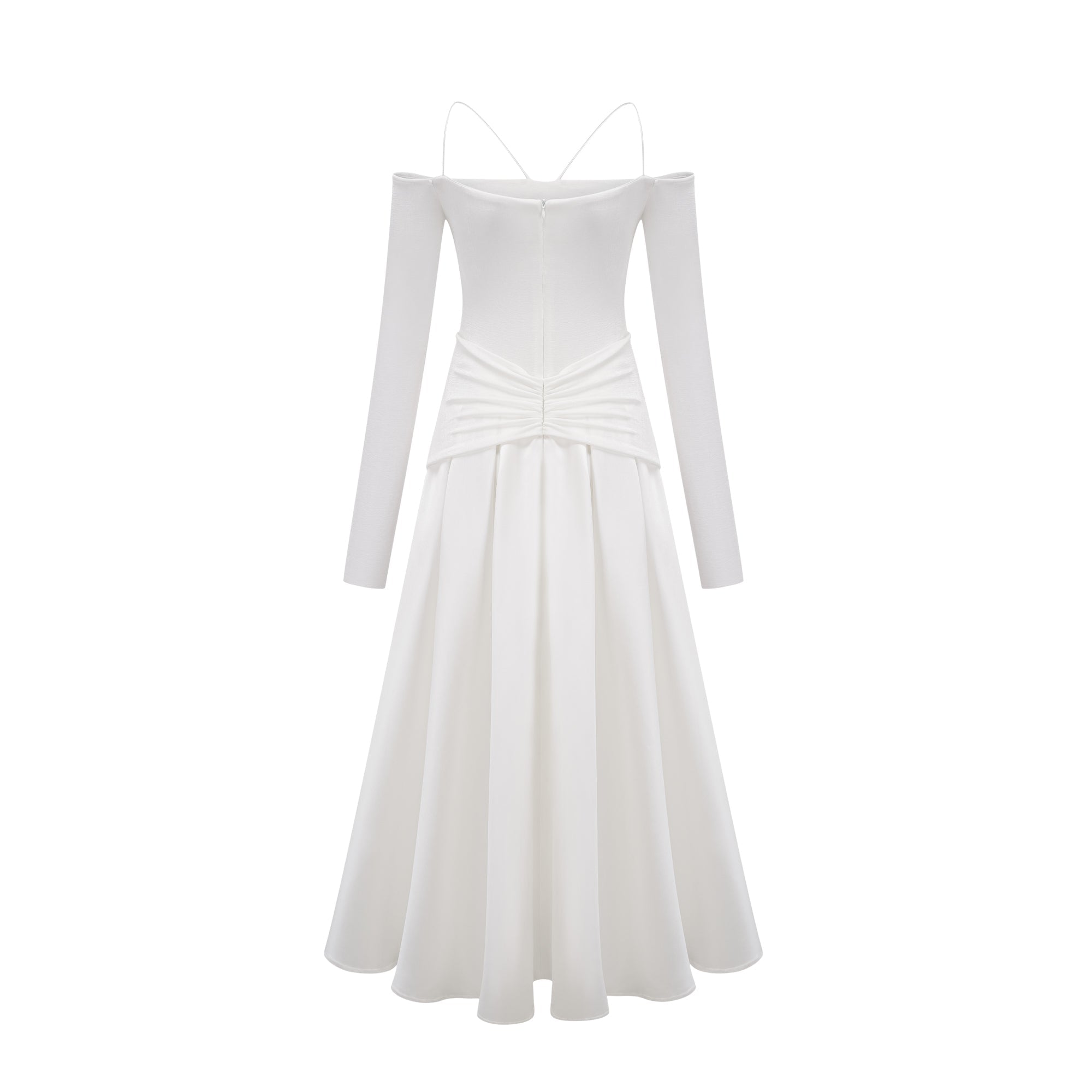 Nadine off-shoulder panelled maxi dress in White