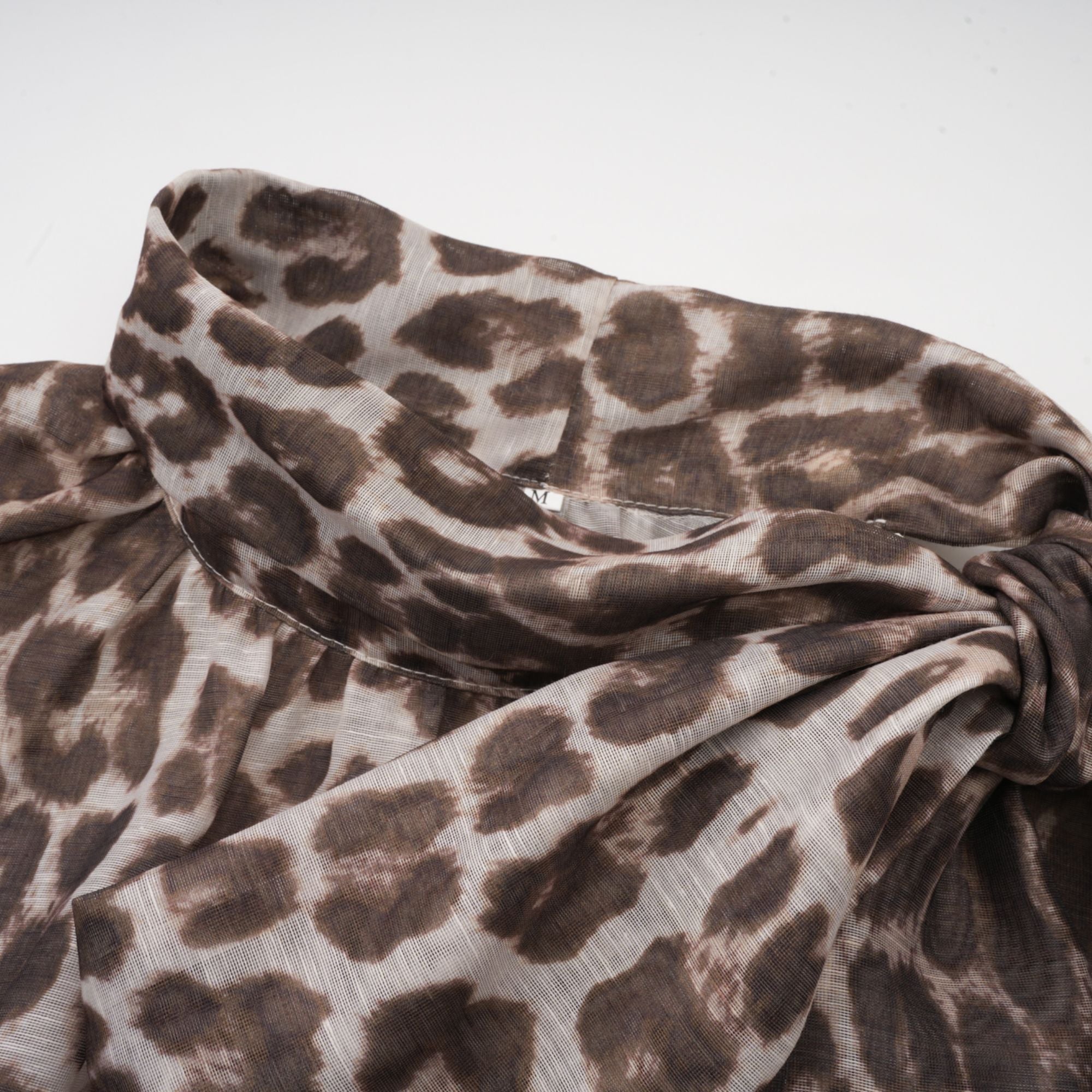 Belle leopard-print oversize-sleeved blouse