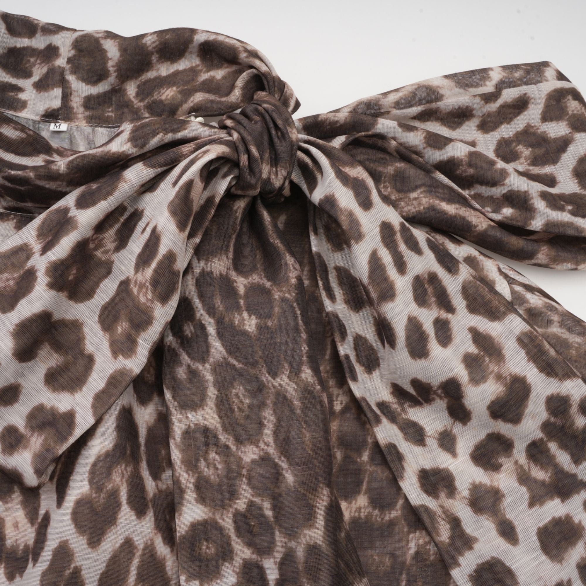 Belle leopard-print oversize-sleeved blouse