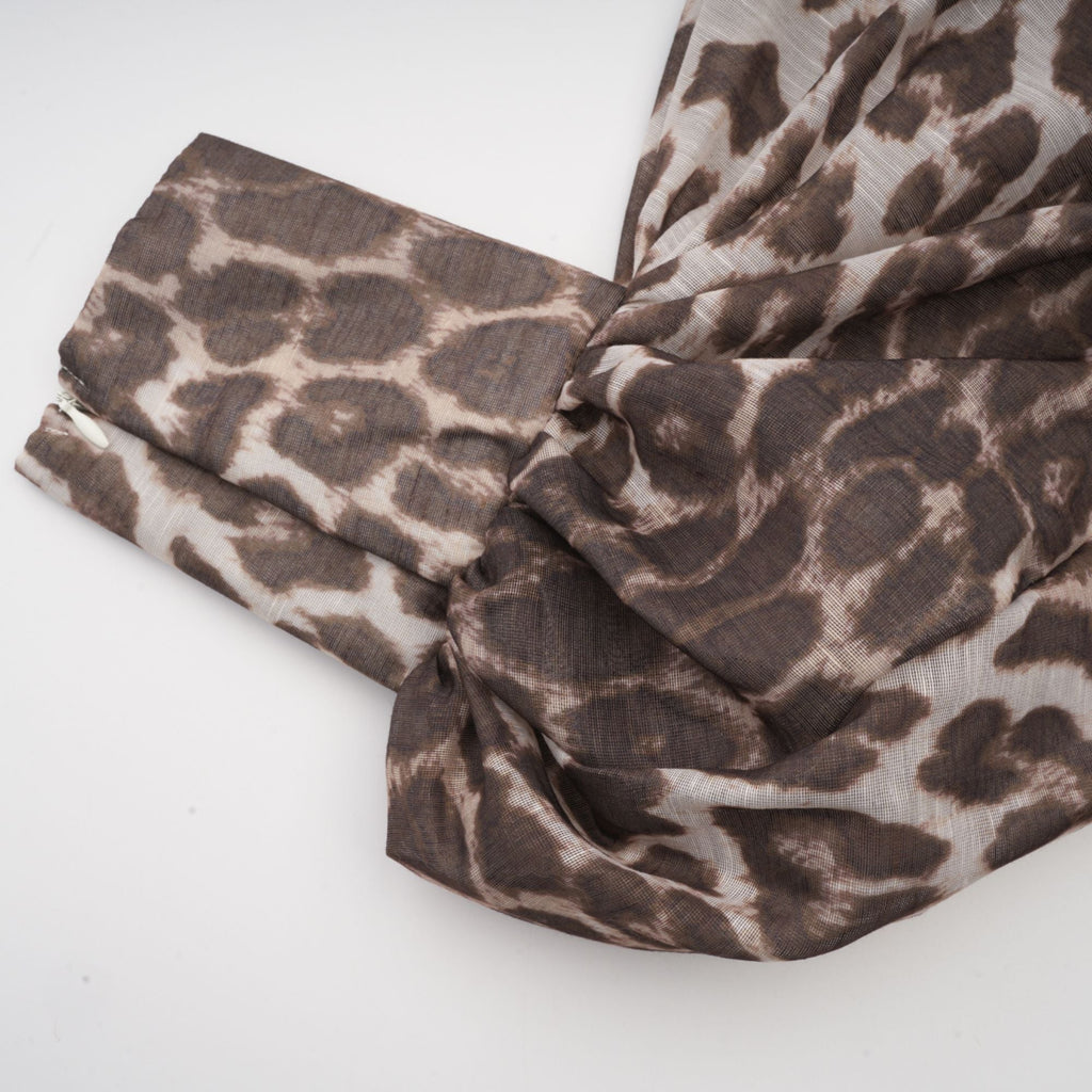 Belle leopard-print oversize-sleeved blouse