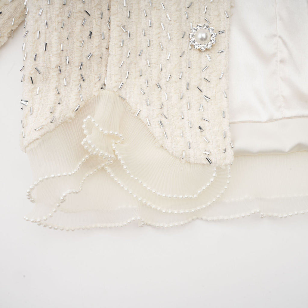 Blanche vit pärl- och volangbeskuren jacka