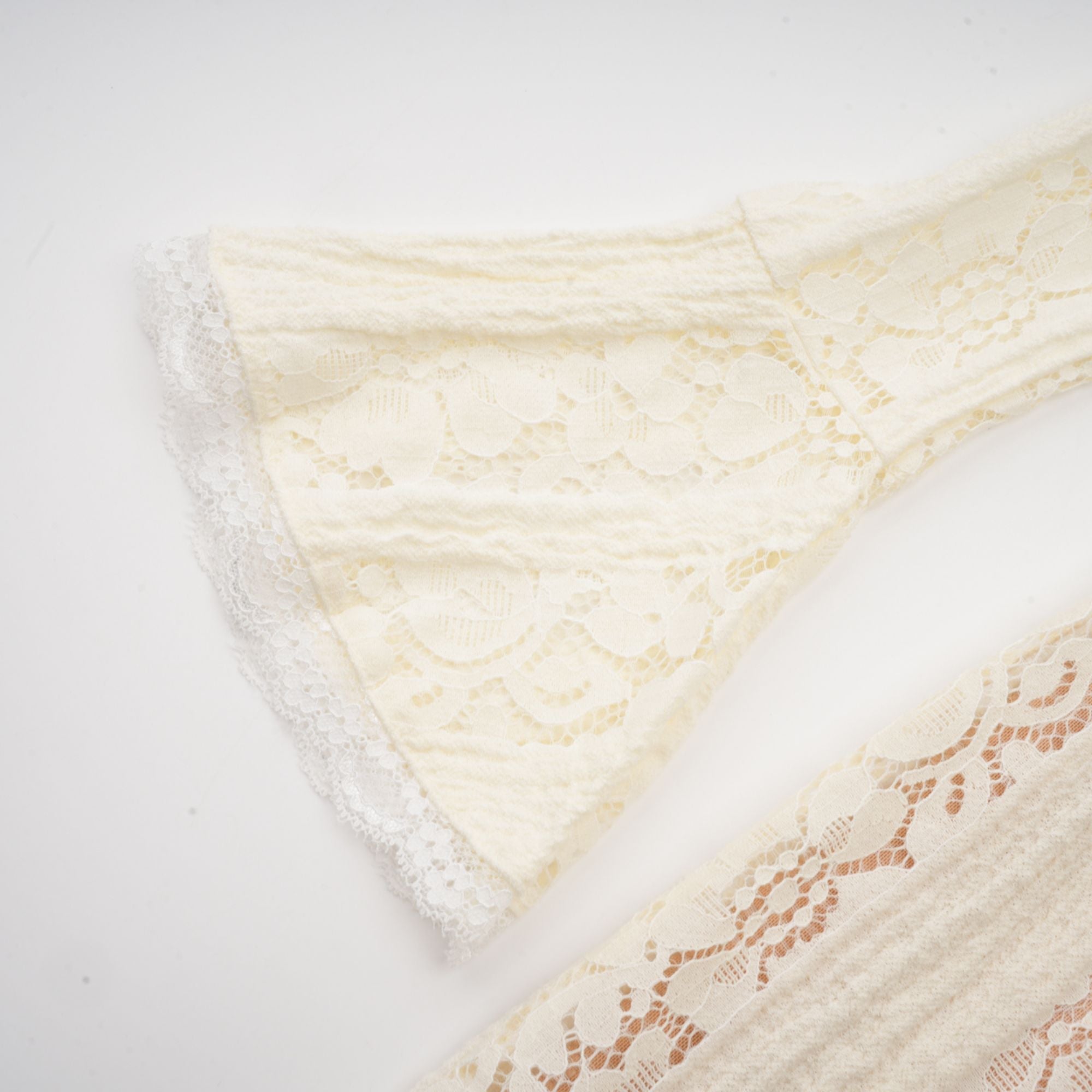 Émeline floral lace flared-cuff mini dress in Neutrals