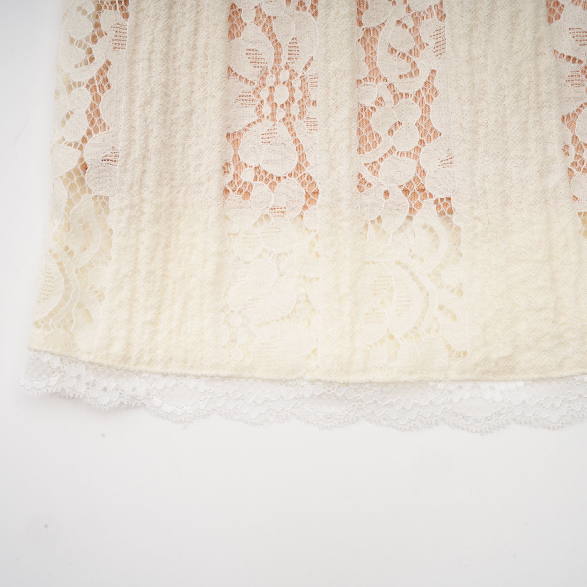 Émeline floral lace flared-cuff mini dress in Neutrals