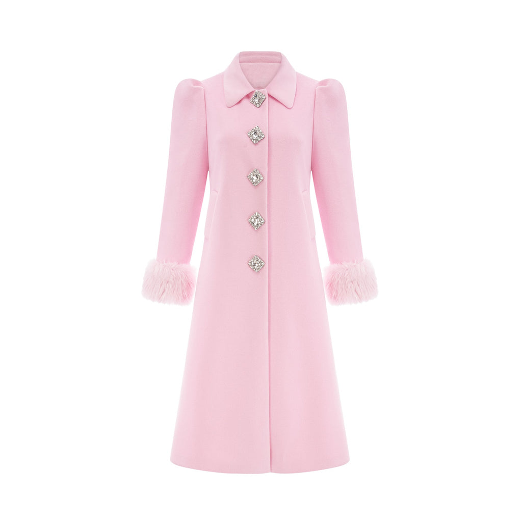 Louisette pink faux-fur overcoat