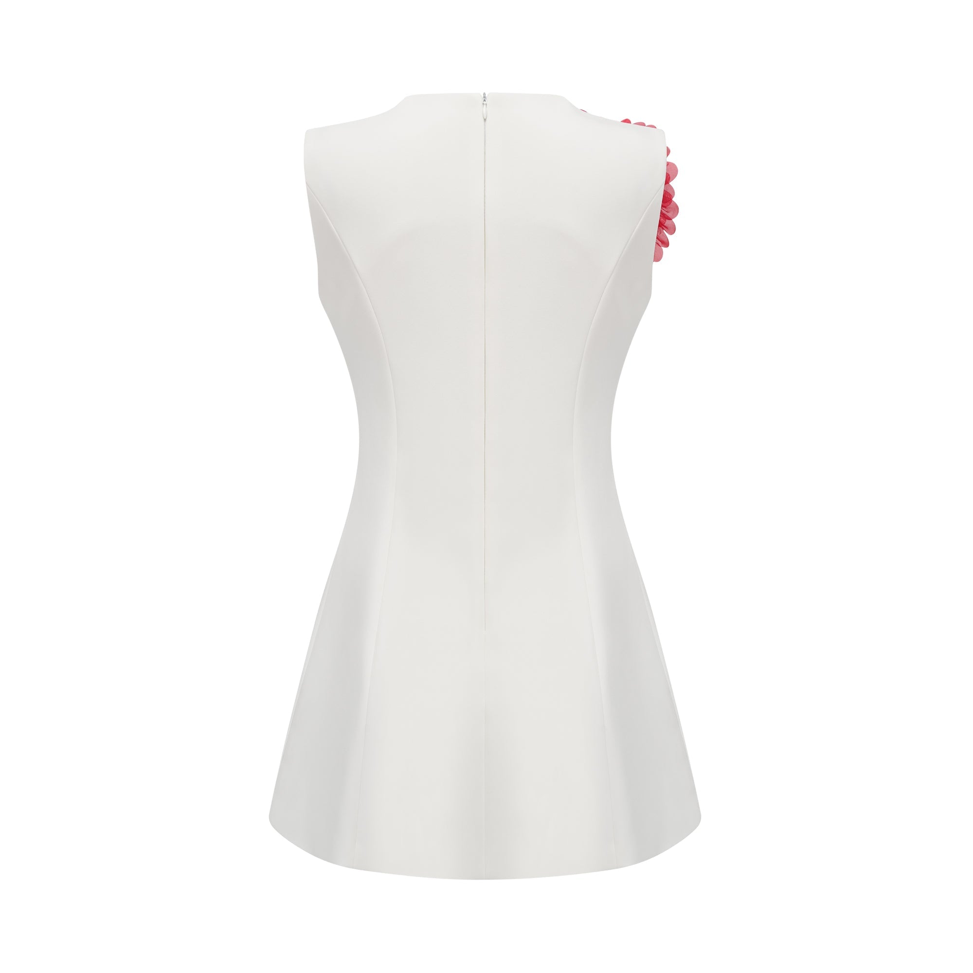 Véronique white 3d-petal sleeveless mini dress