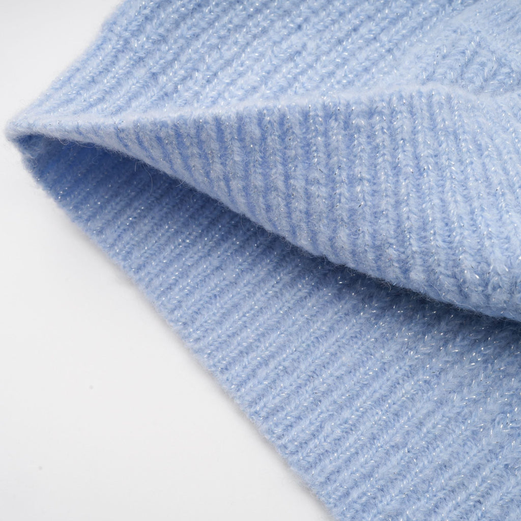 Chantal Blue Knit Two-Piece Blouse and Skirt Set