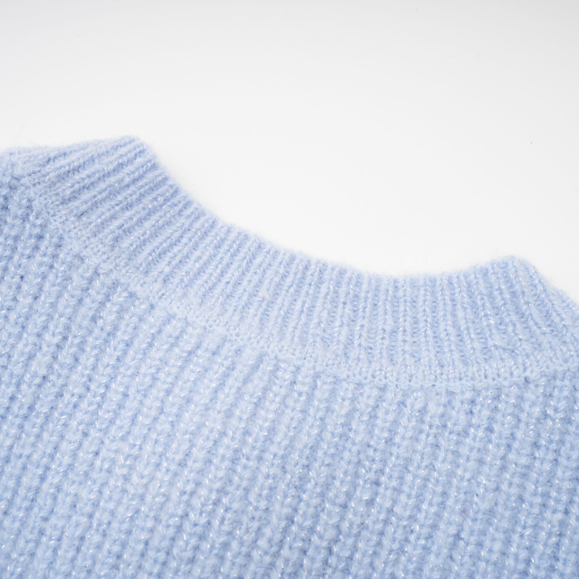 Chantal Blue Knit Two-Piece Blouse and Skirt Set