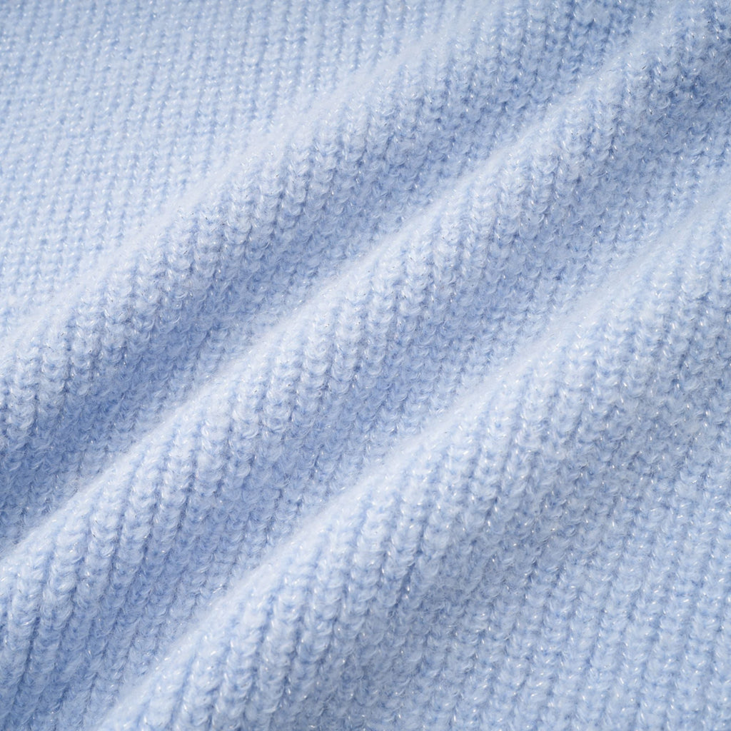 Chantal Blue Knit Two-Piece Blouse and Skirt Set