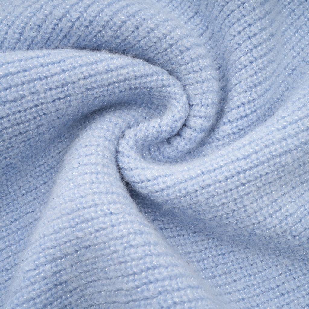 Chantal Blue Knit Two-Piece Blouse and Skirt Set