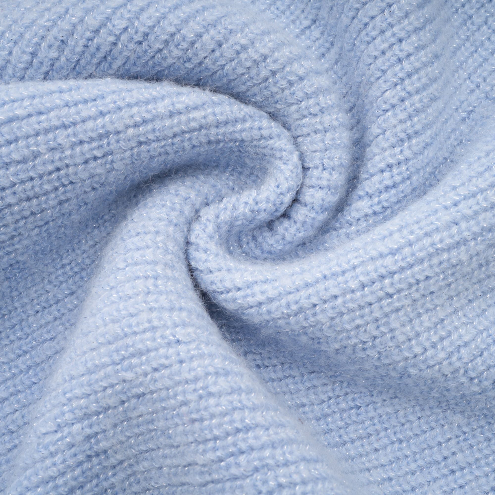 Chantal Blue Knit Two-Piece Blouse and Skirt Set