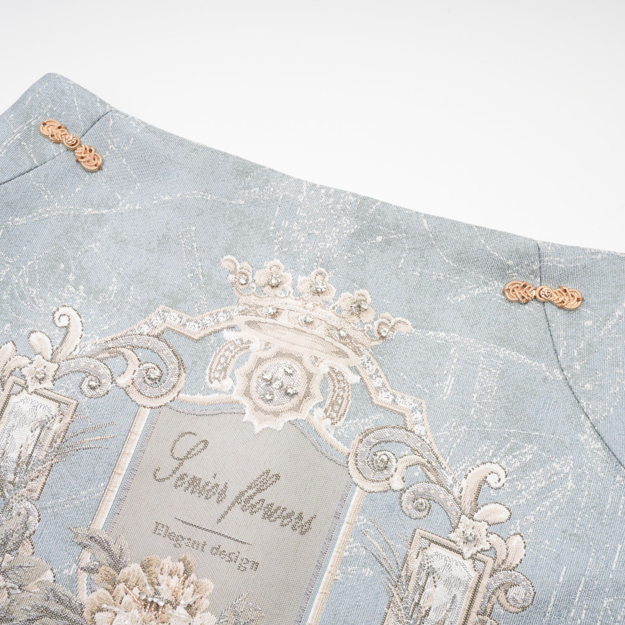 Aliénor blå broderad minikjol