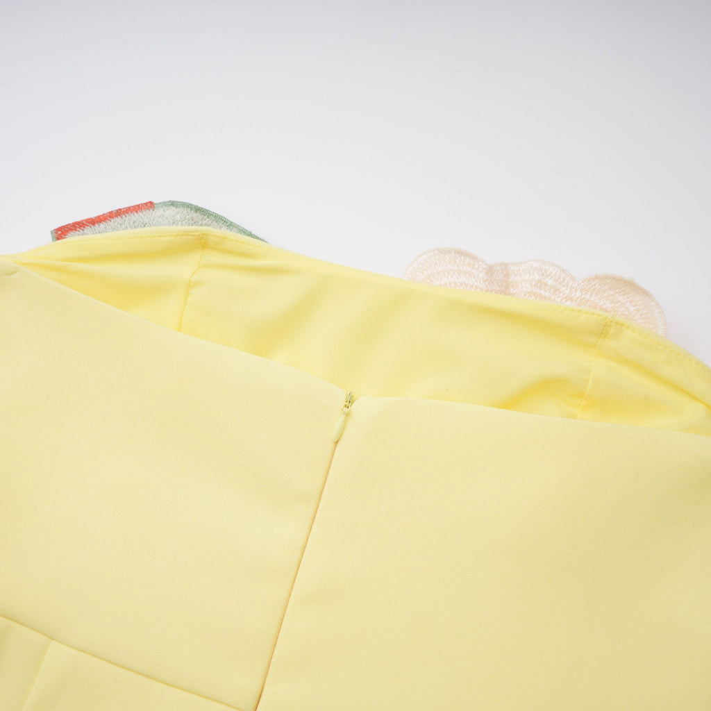 Abigail Gul Blommig Broderad Miniklänning