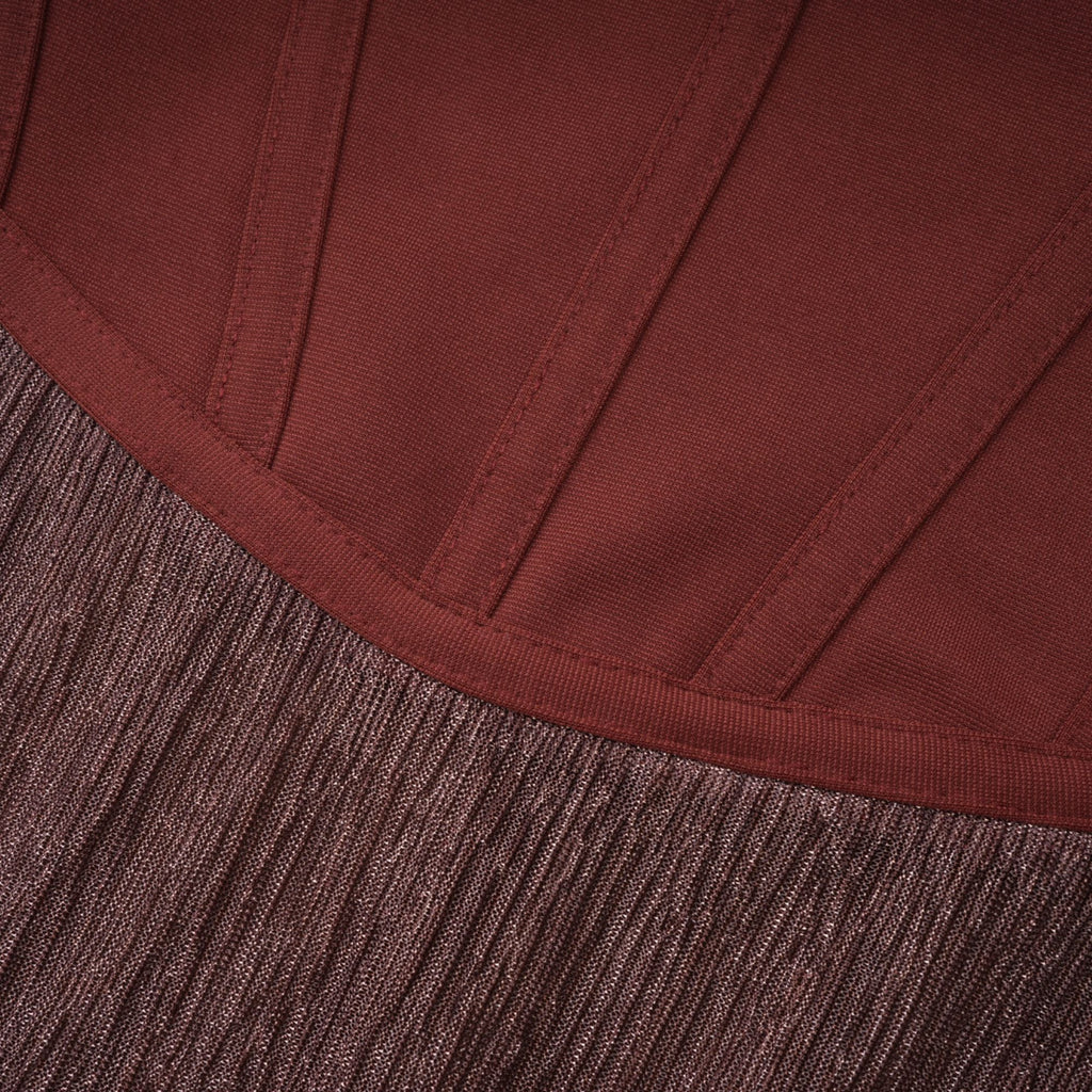 Delphine ribbon-design corset maxi dress in Brown