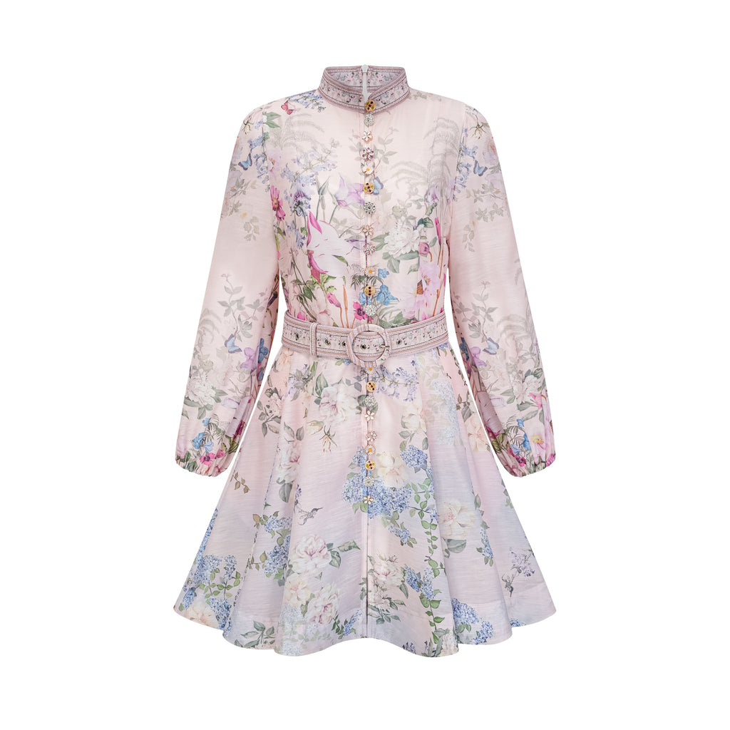 Fabienne light-pink floral-print mini dress