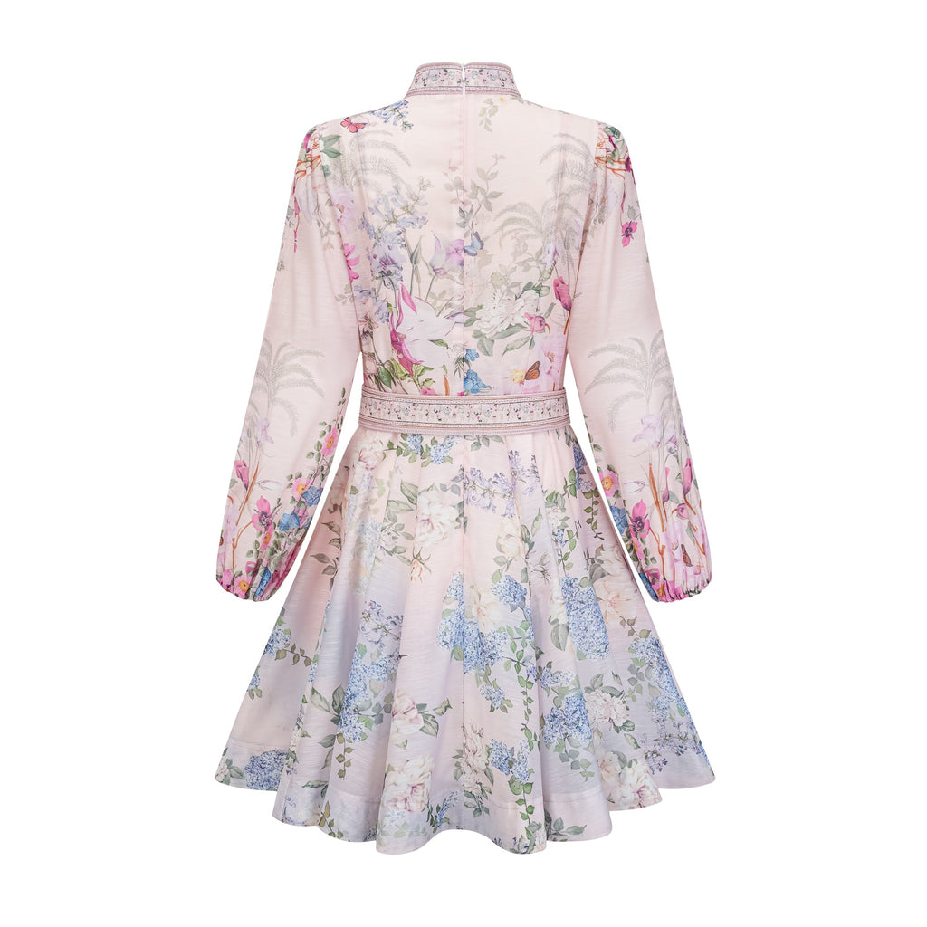Fabienne light-pink floral-print mini dress