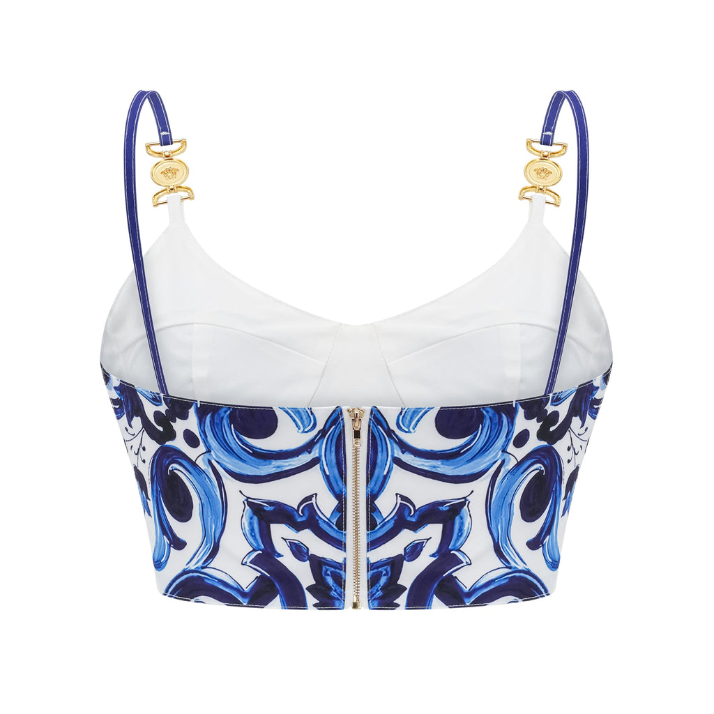 Allegra matchande set med grafiskt tryck, topp och kjol