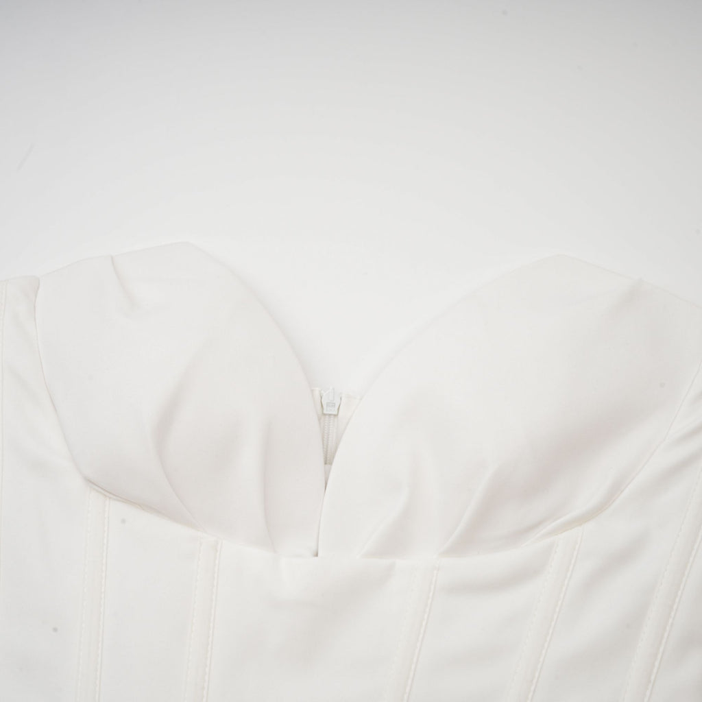Katherine White Off-Shoulder Corset Midi Dress