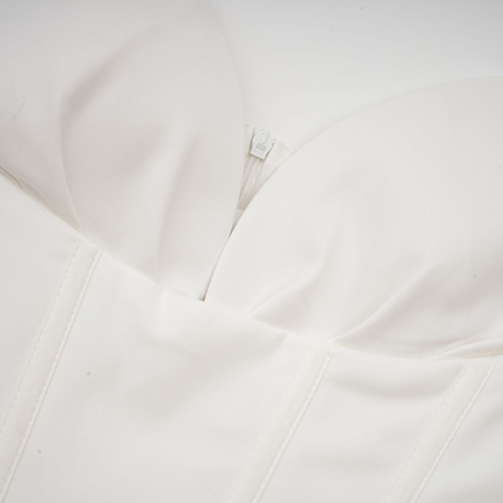 Katherine White Off-Shoulder Corset Midi Dress