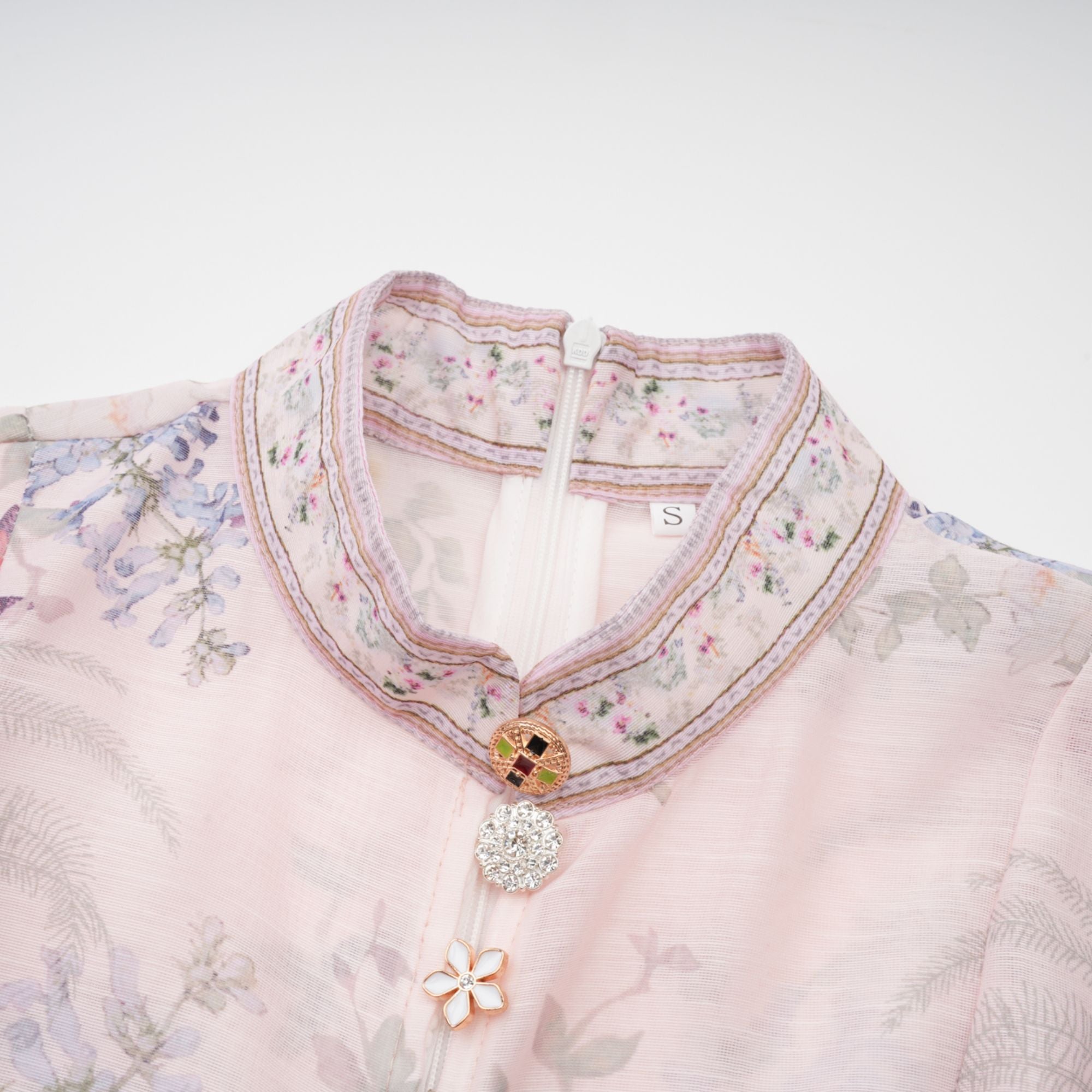 Fabienne light-pink floral-print mini dress