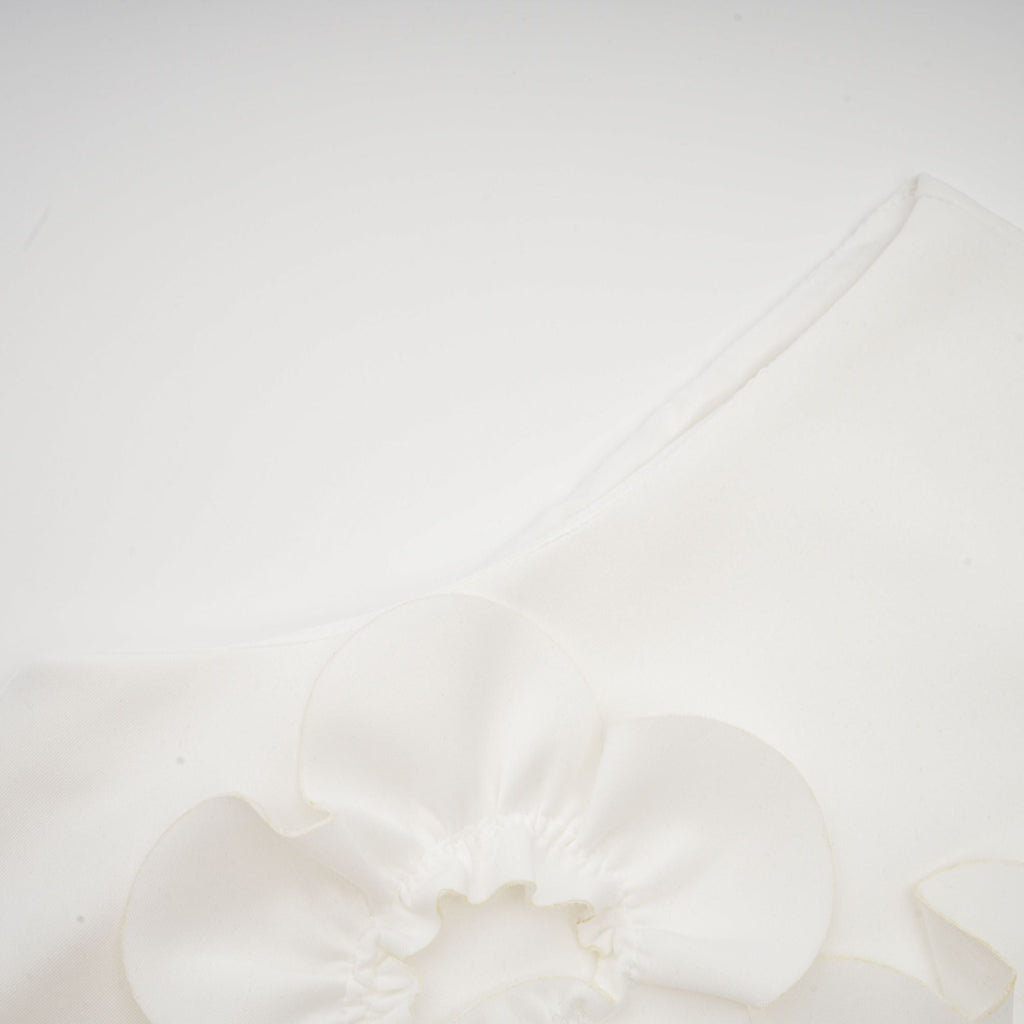 Magali White Sleeveless Maxi Dress with Faux Flower & Bow-Tie Embellishment