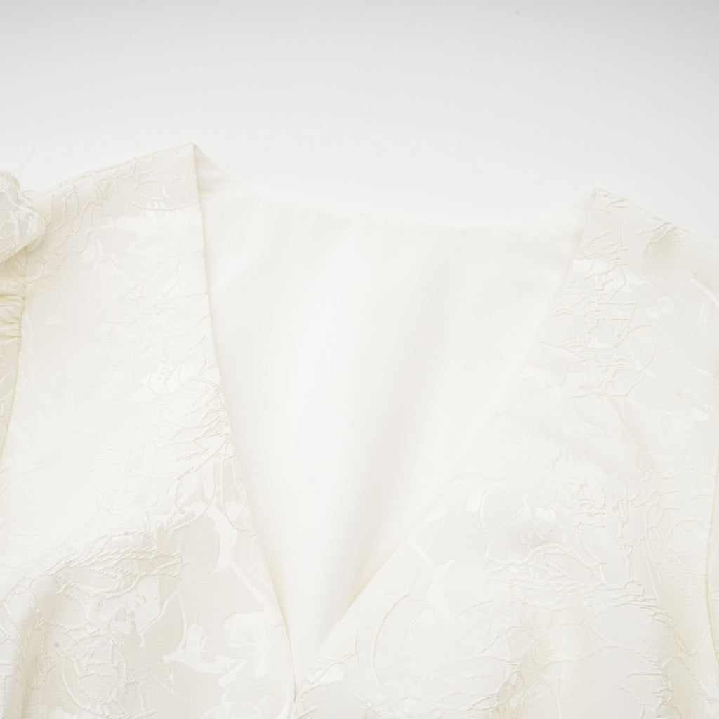 Colette white jacquard tiered mini dress