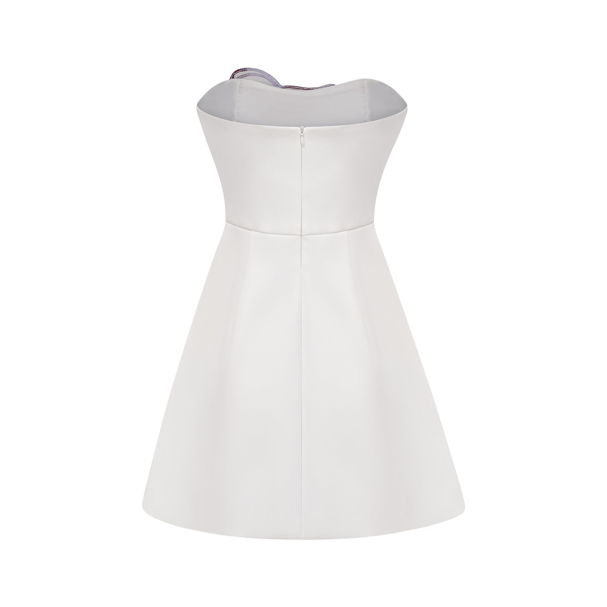 Irène Vit Off-Shoulder Paljett Blommig Broderad Miniklänning