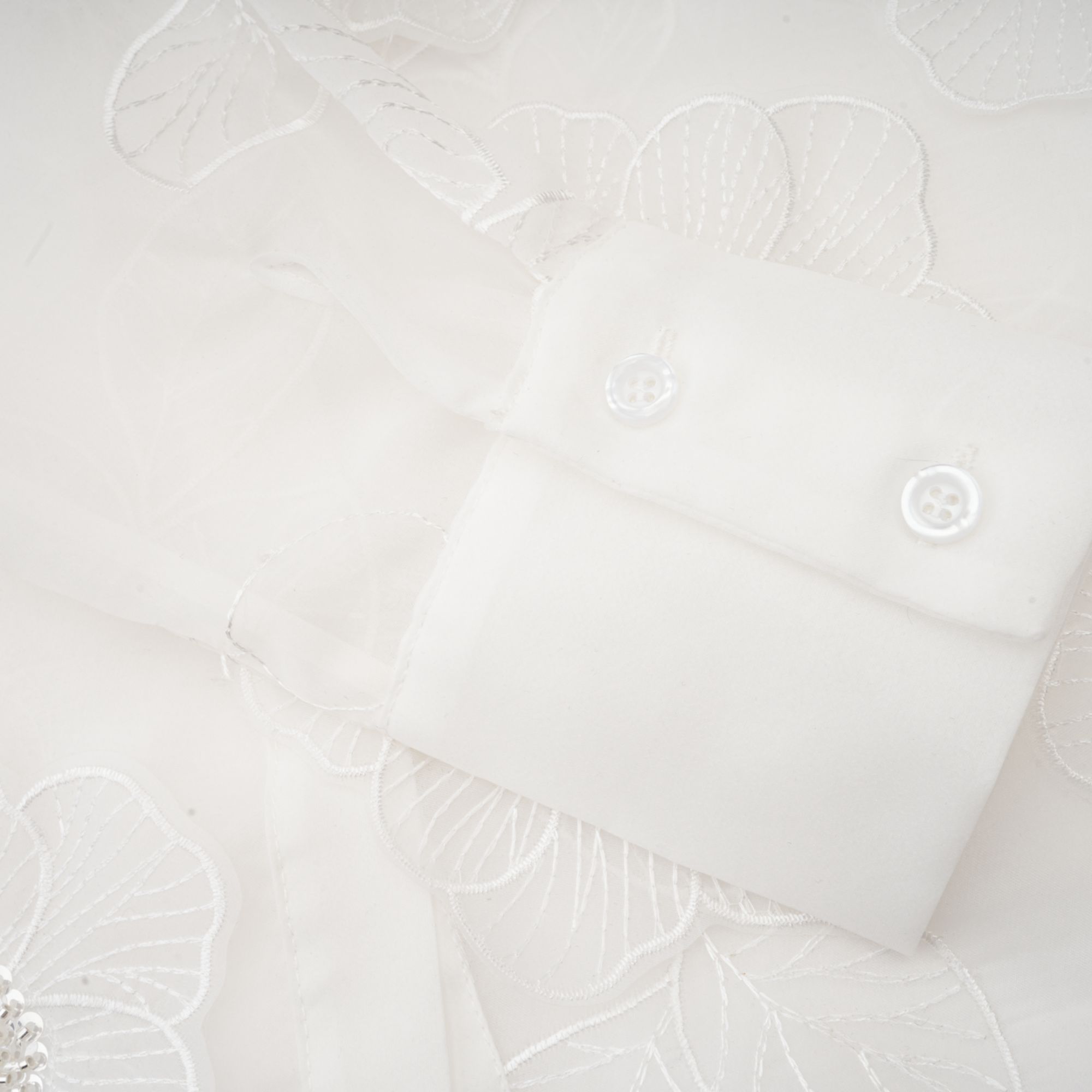 Béatrix vit, utsmyckad, halvtransparent skjorta
