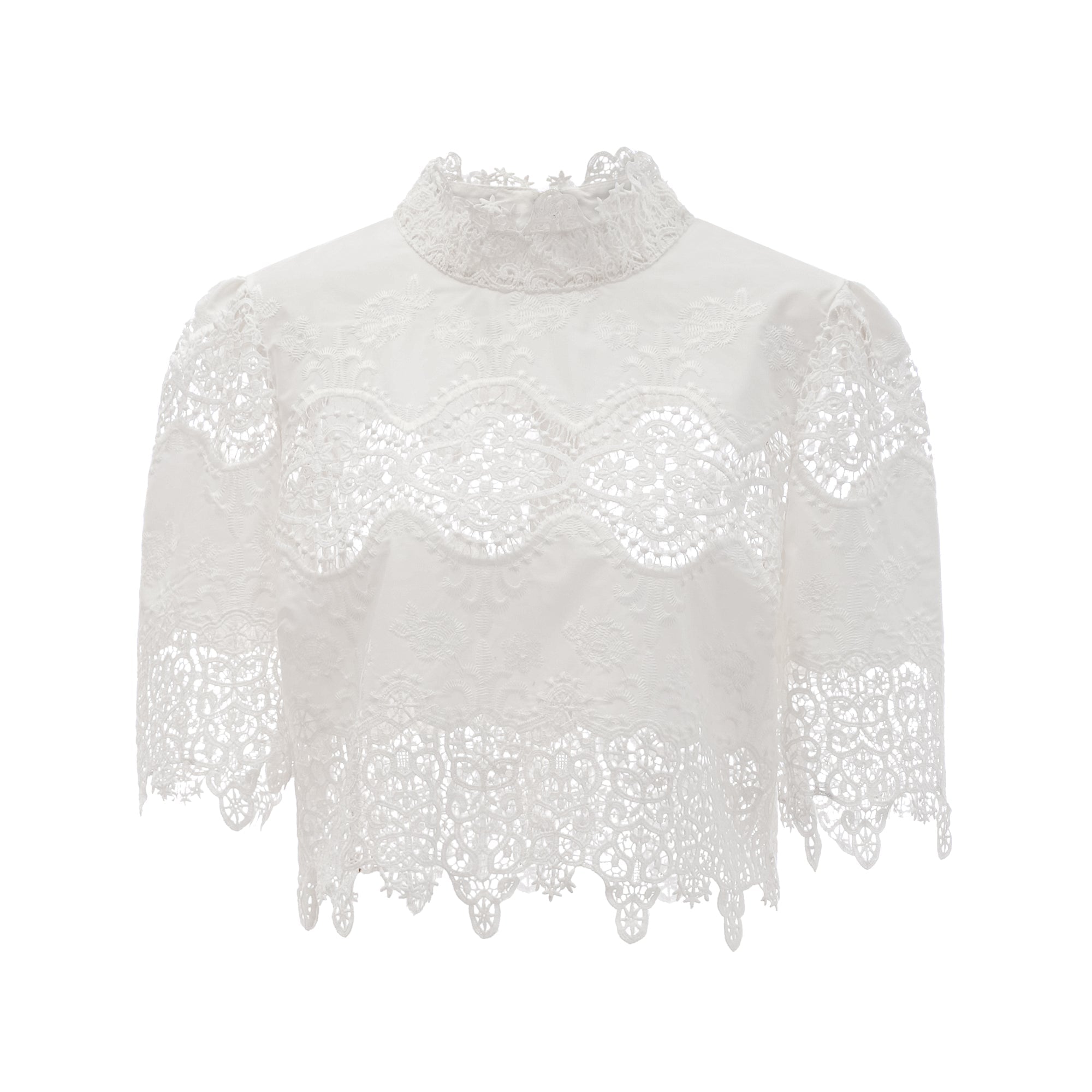 Raphaëlle lace-trim cut-out cropped top & trousers matching set