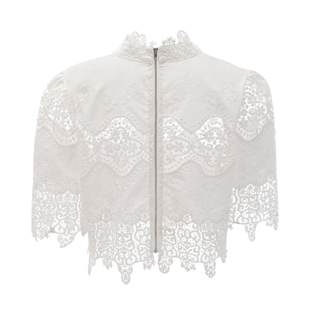 Raphaëlle lace-trim cut-out cropped top & trousers matching set