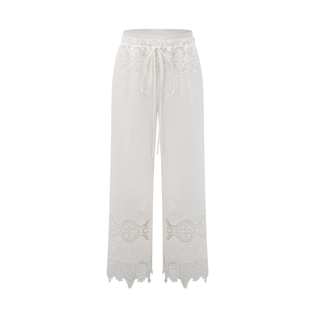 Raphaëlle lace-trim cut-out cropped top & trousers matching set