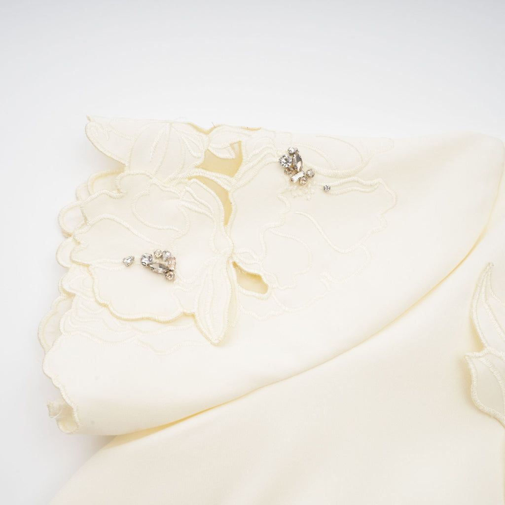 Coralie neutrala 3D-blommiga topp- och kjolset med matchande mönster