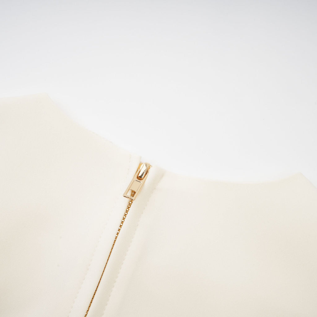 Coralie neutrala 3D-blommiga topp- och kjolset med matchande mönster