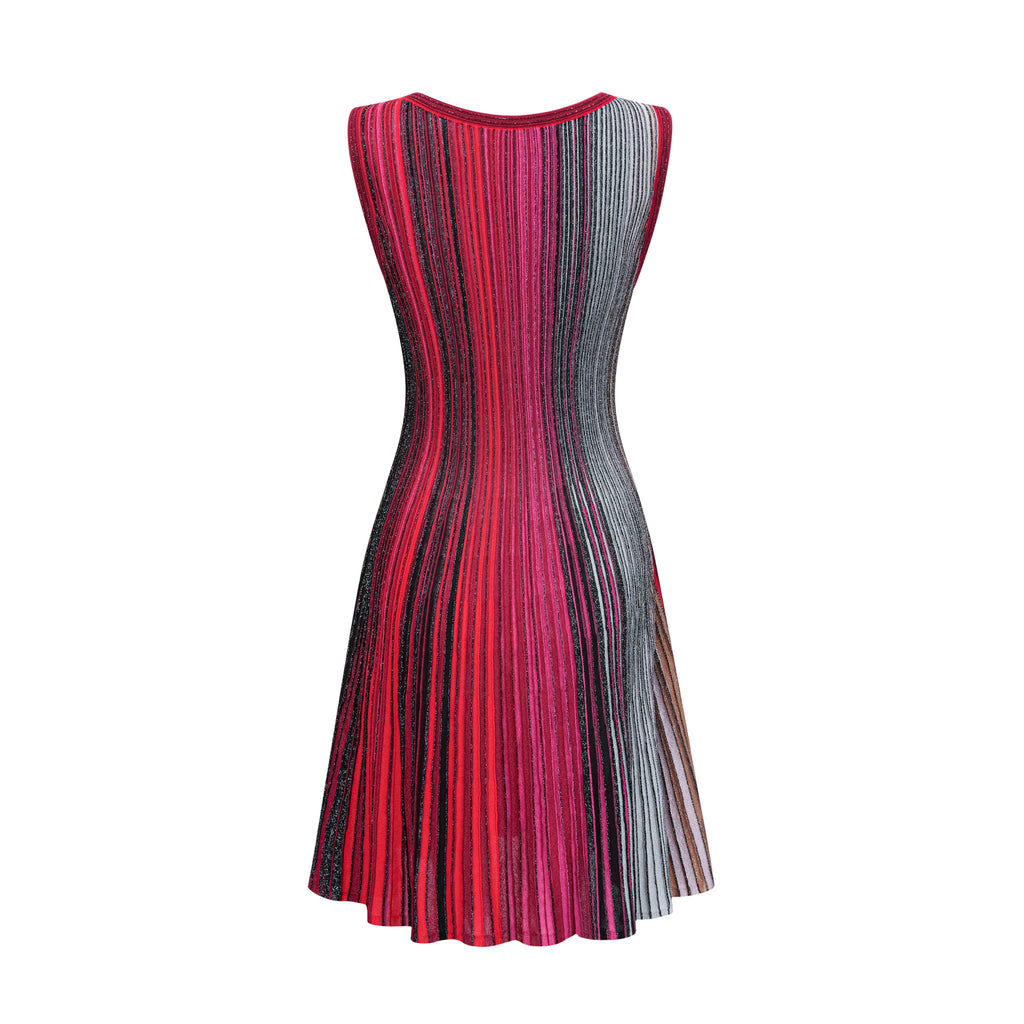 Amaryllis Röd Paljettrandig Stickad Miniklänning