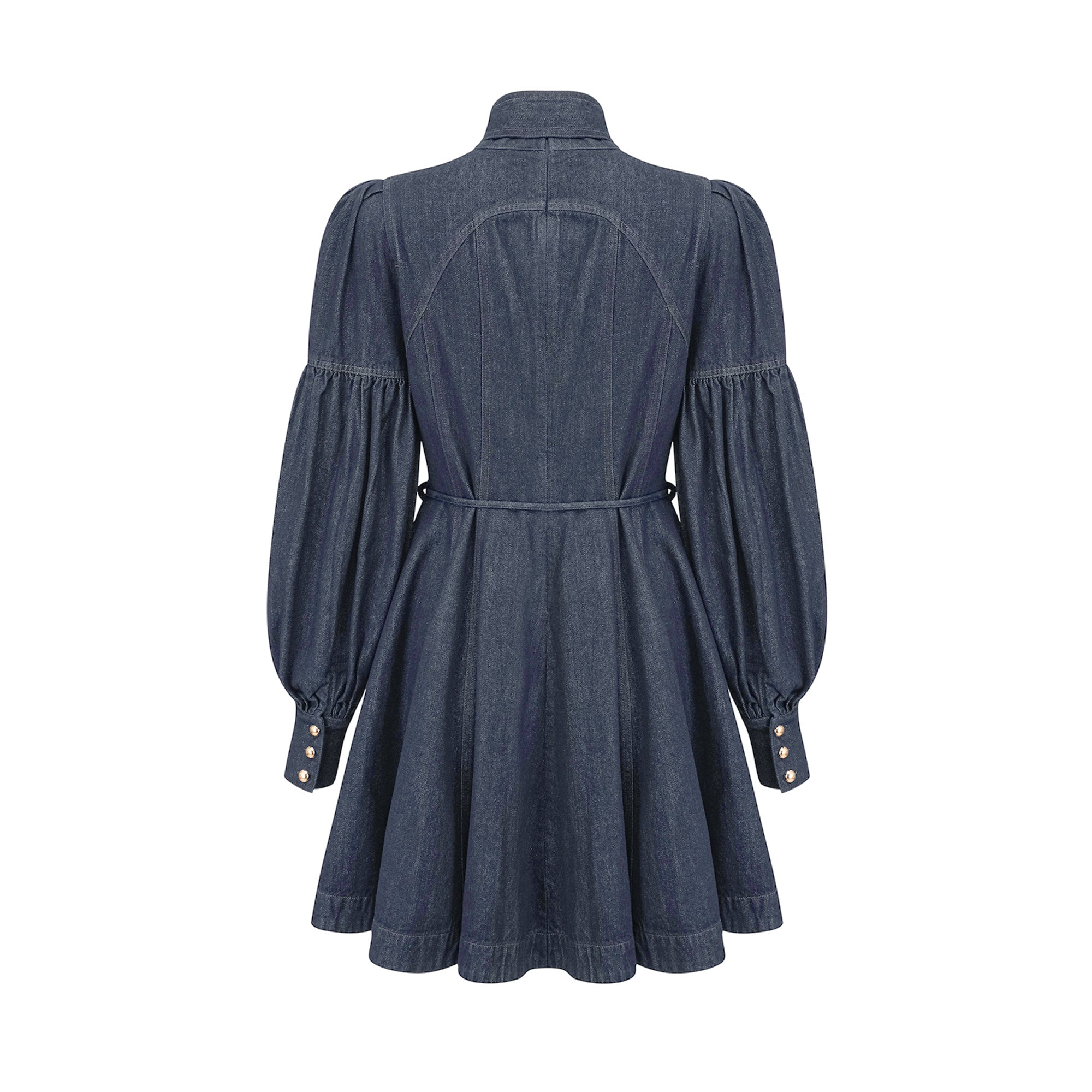 Mirabel dark-blue contrast-stitch denim mini dress