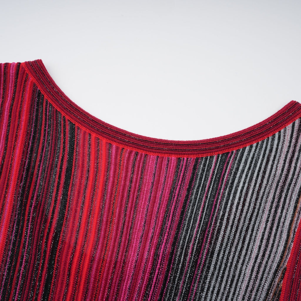 Amaryllis Röd Paljettrandig Stickad Miniklänning