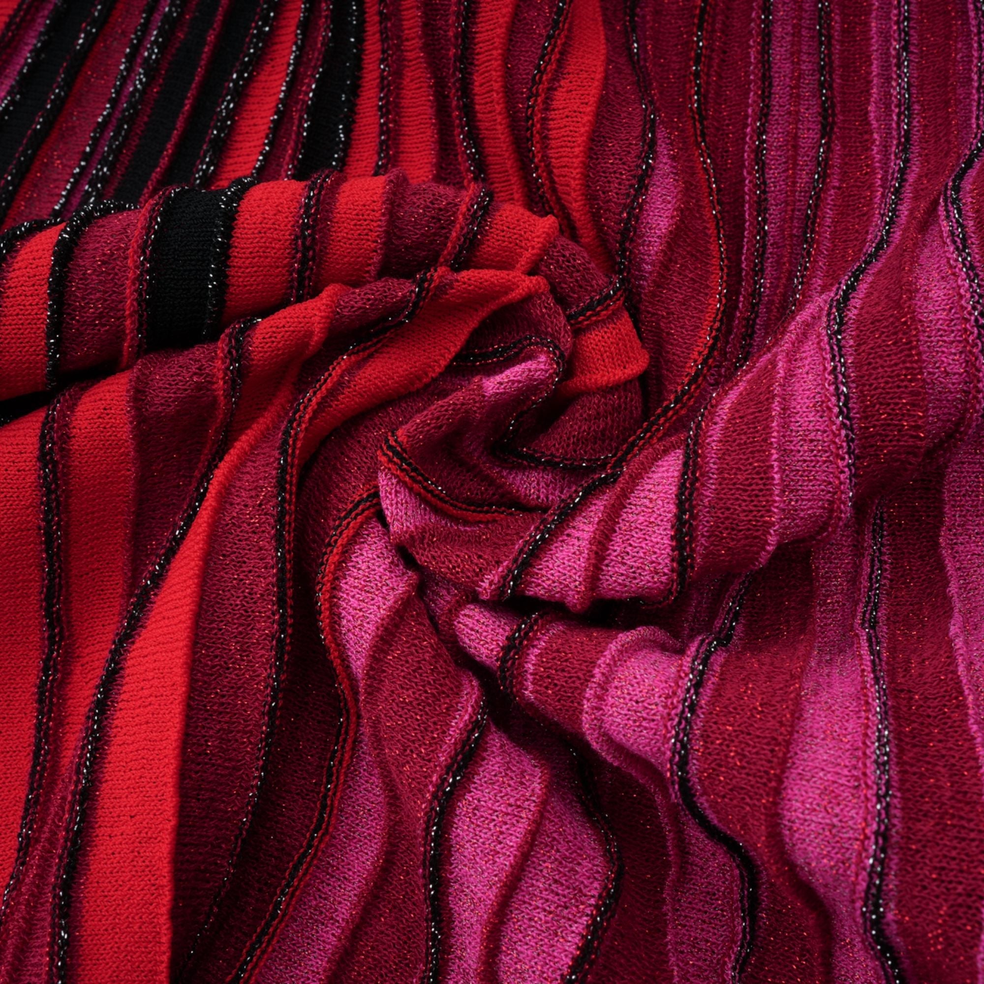 Amaryllis Röd Paljettrandig Stickad Miniklänning