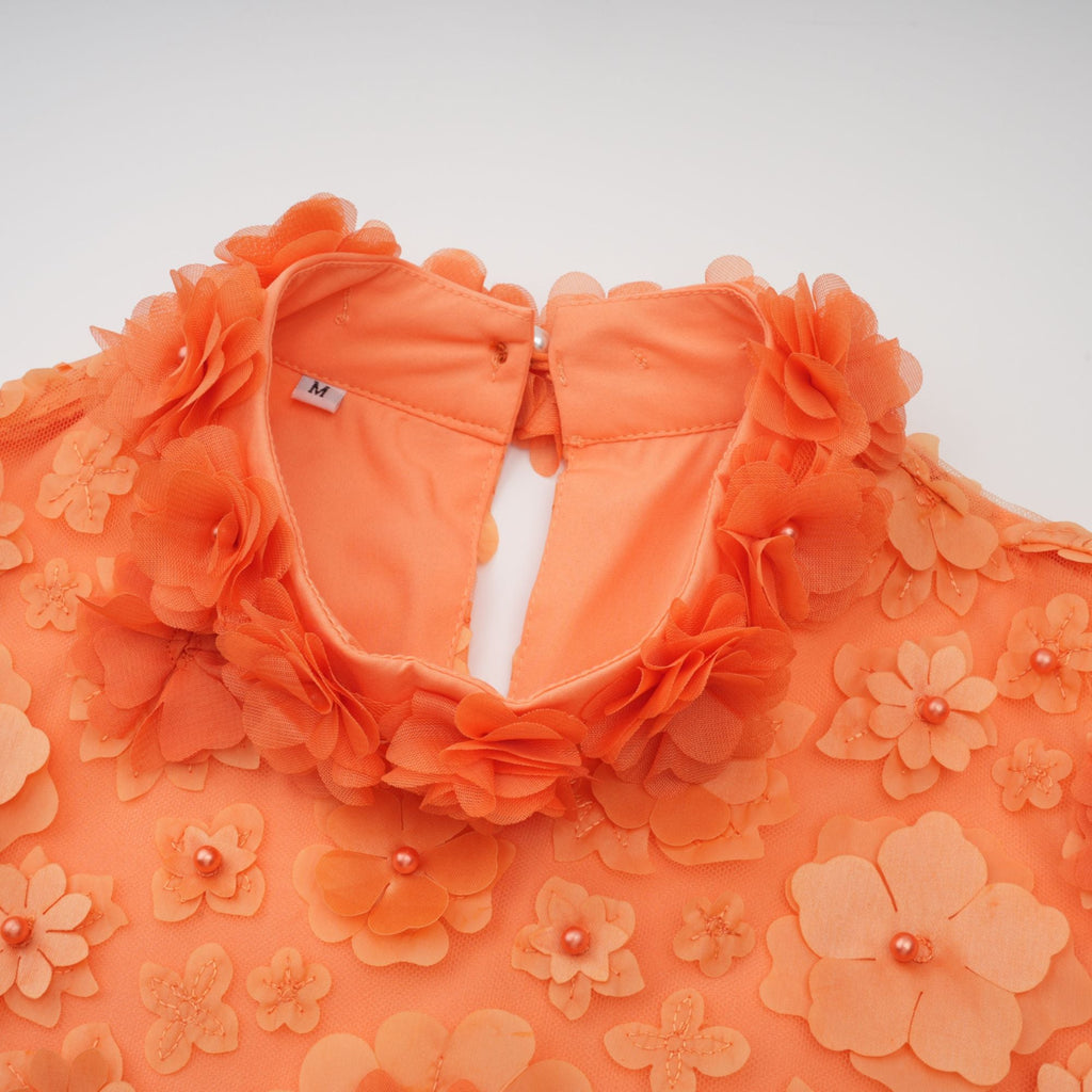 Orphée orange faux-flower mini dress