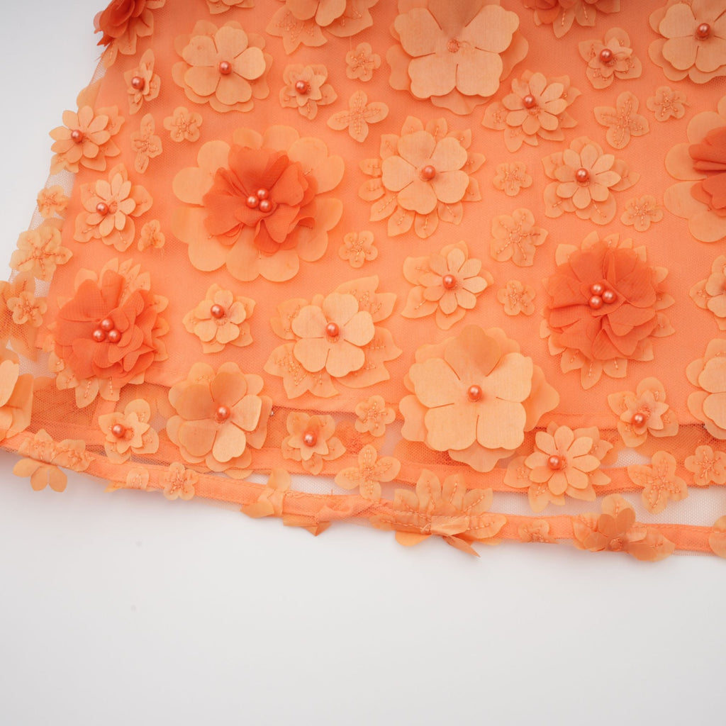 Orphée orange faux-flower mini dress