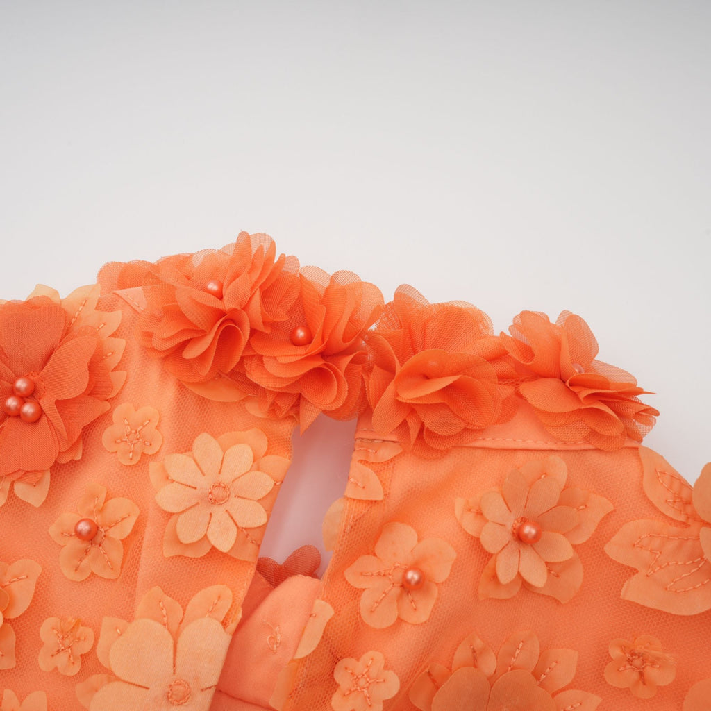 Orphée orange faux-flower mini dress