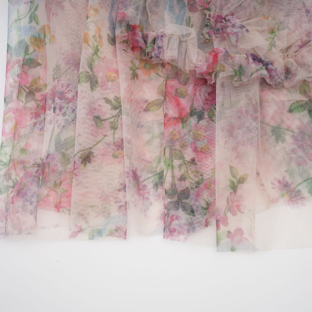 Candice floral ruffled tulle midi dress