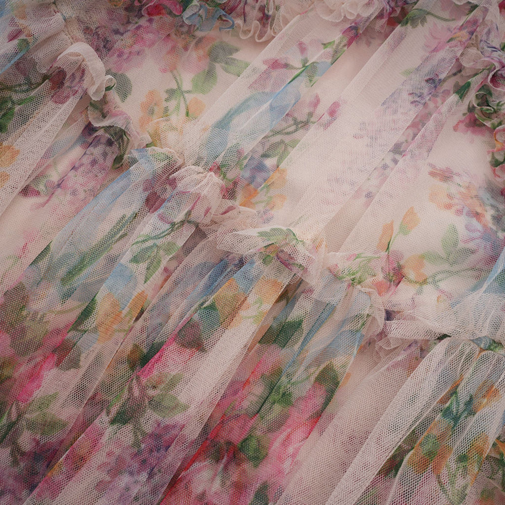 Candice floral ruffled tulle midi dress