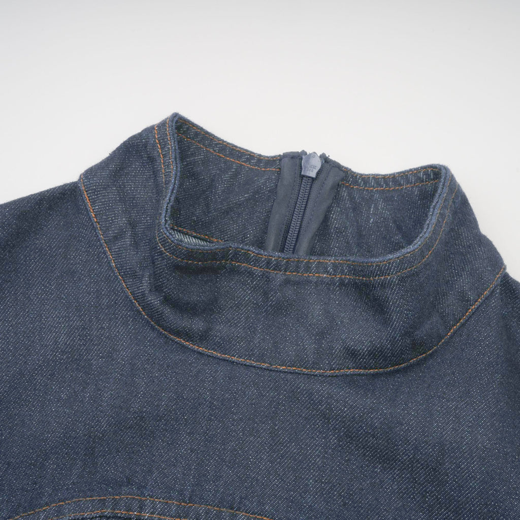 Mirabel dark-blue contrast-stitch denim mini dress