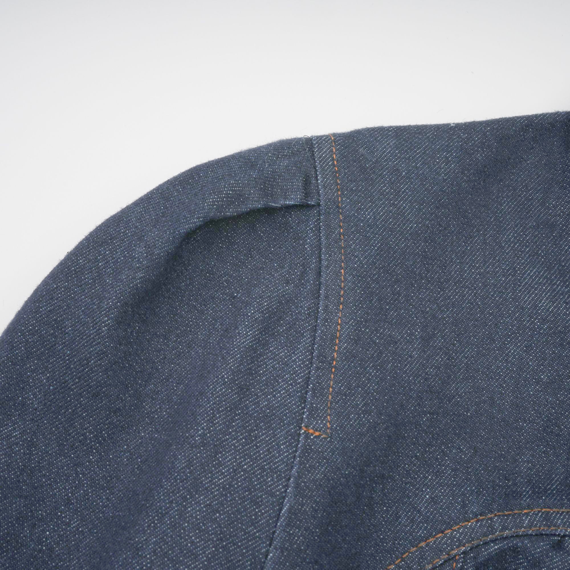 Mirabel dark-blue contrast-stitch denim mini dress