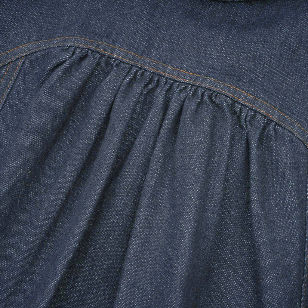 Mirabel dark-blue contrast-stitch denim mini dress