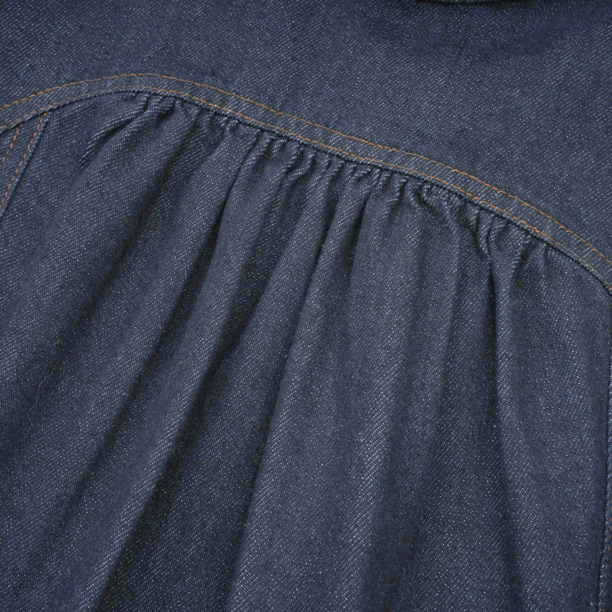 Mirabel dark-blue contrast-stitch denim mini dress