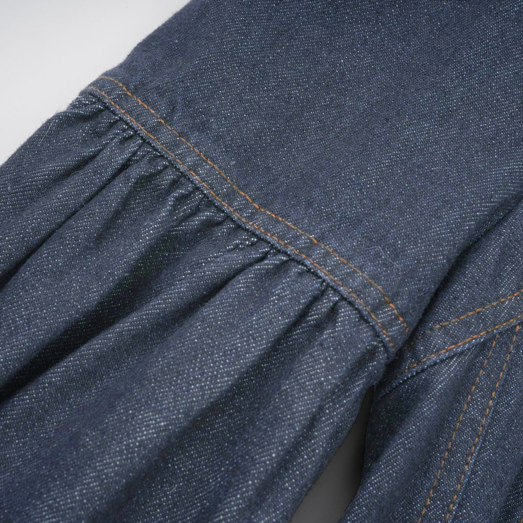 Mirabel dark-blue contrast-stitch denim mini dress