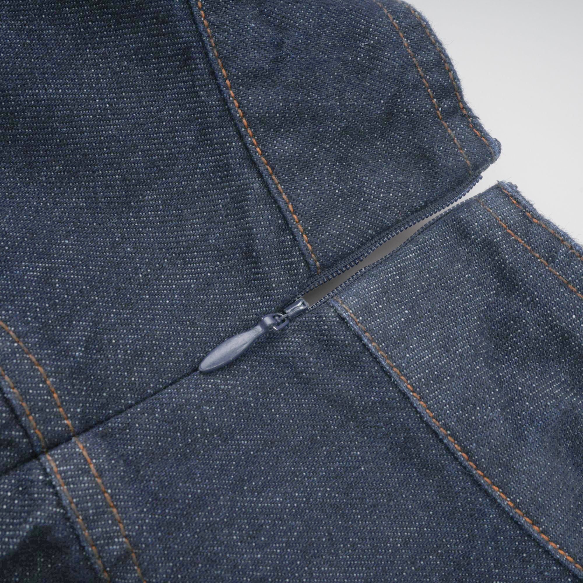 Mirabel dark-blue contrast-stitch denim mini dress