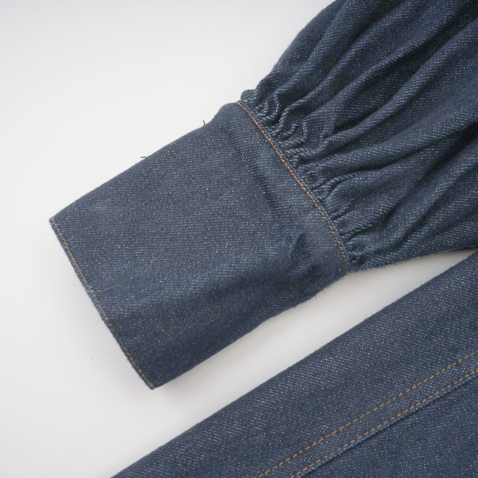 Mirabel dark-blue contrast-stitch denim mini dress