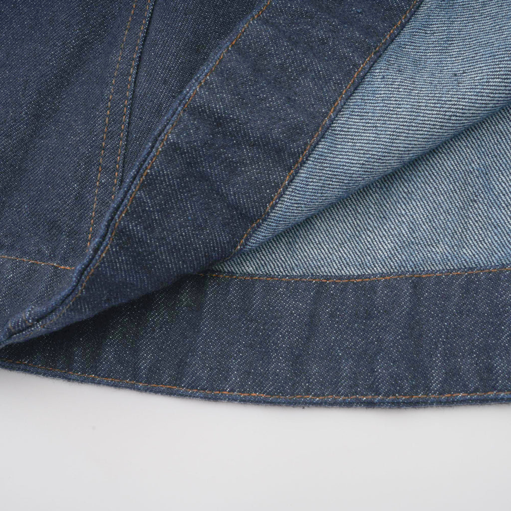 Mirabel dark-blue contrast-stitch denim mini dress