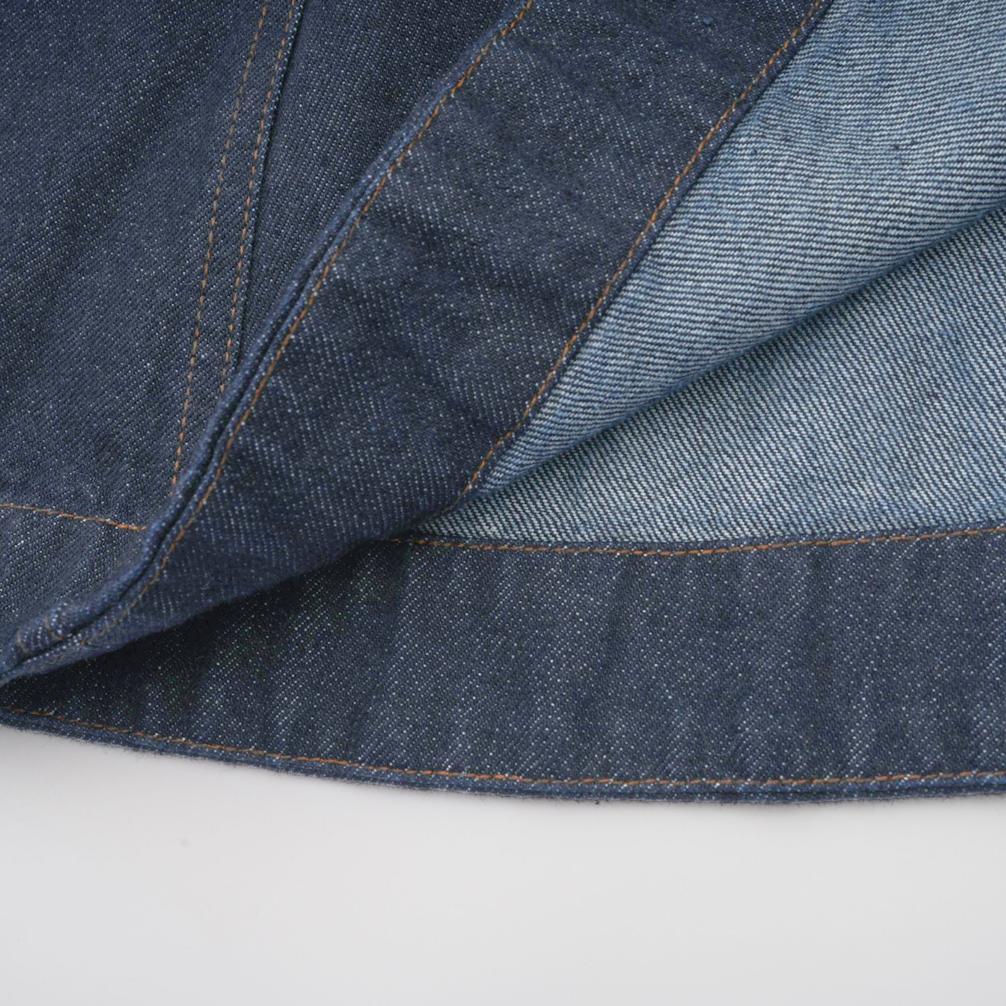 Mirabel dark-blue contrast-stitch denim mini dress